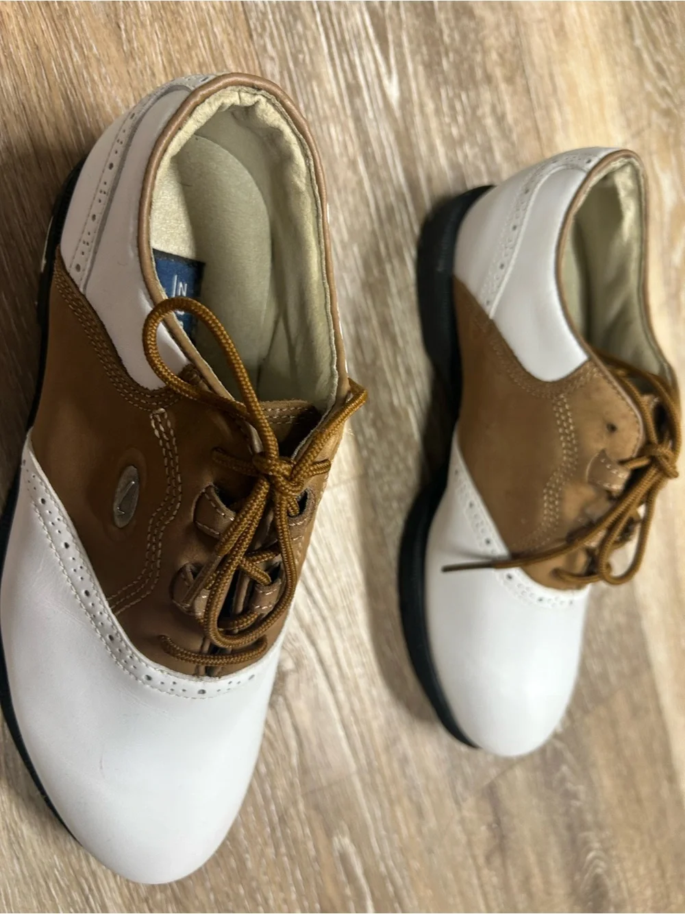 Nike Airliner 970810Y3 Golf Saddle Shoes White Brown Leather Women’s Sz 7 Cleats